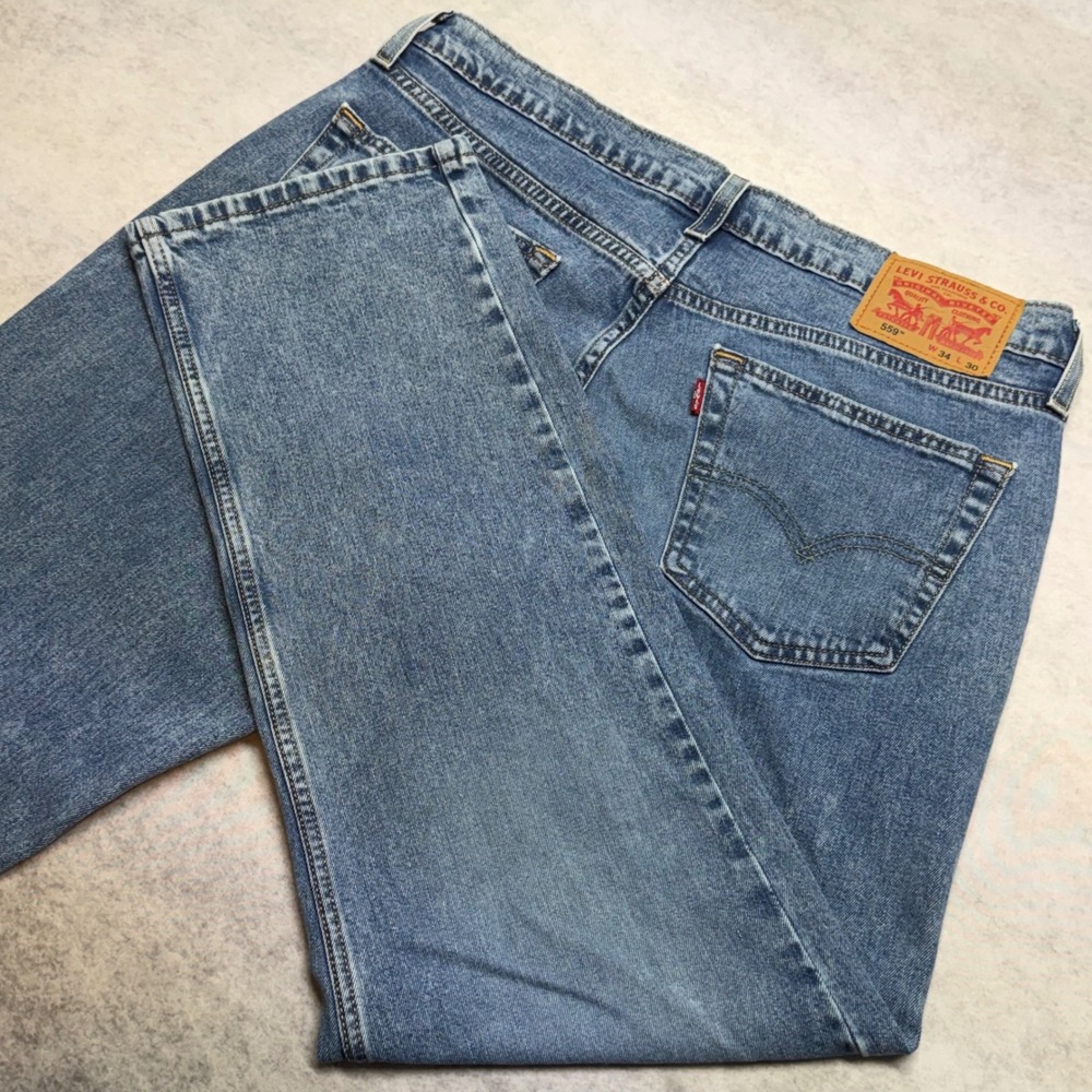 Levi's 559 Relaxed Straight Mens Size 34x30 Blue Medium Wash Denim Jeans Casual